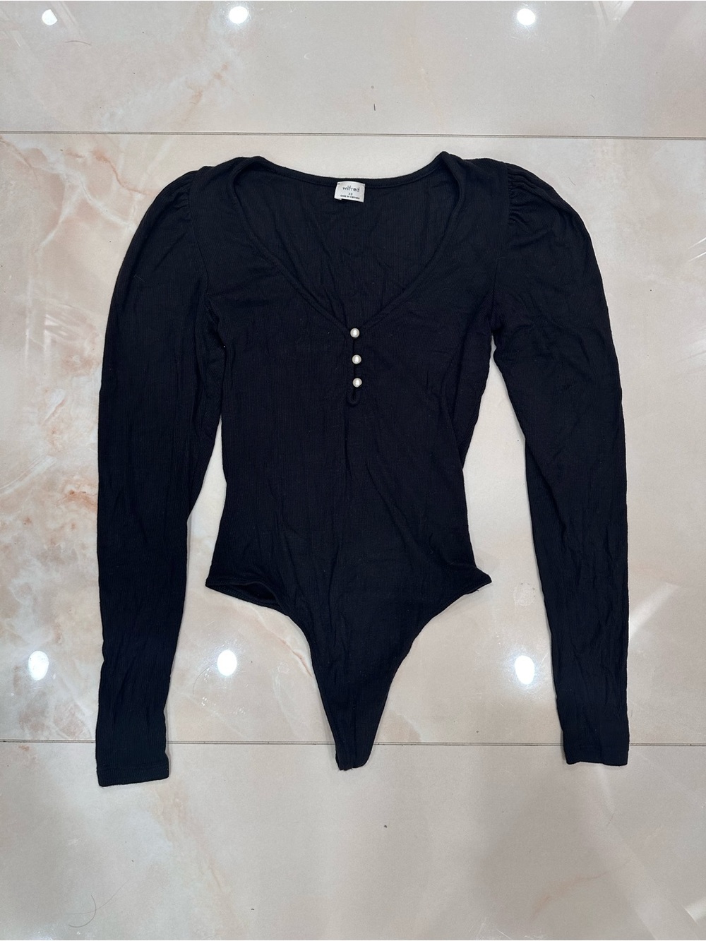 Wilfred Black Ribbed Long Sleeve Top